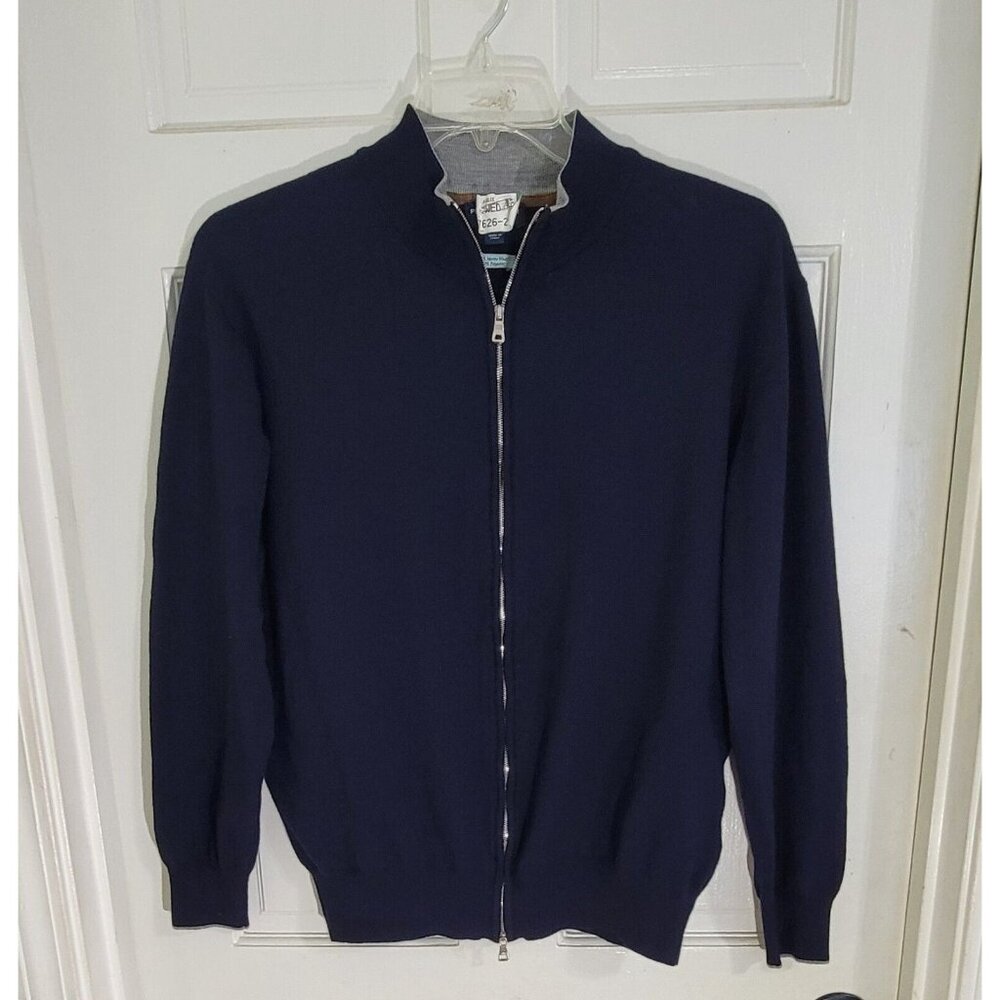 Peter Millar Men's Navy Blue Full Zip Wool Cardigan Sweater Long Sleeve Size XL - Picture 3 of 10